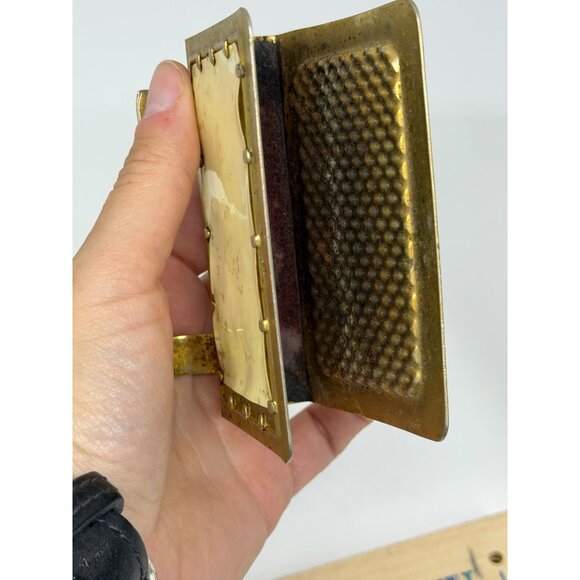 VTG Rustic Gold Metal Napkin Holder Caddy Farmhouse Kitchen Table Decor Retro - Picture 8 of 8